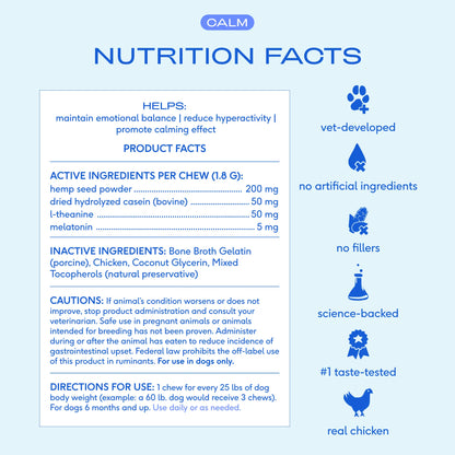 Native Pet Calming Chews for Dogs - Melatonin for Dogs Anxiety Relief - Grain Free All Natural Hemp Calming Treats & L-Theanine Helps Manage Stress & Separation Anxiety - Puppy Sleep Aid
