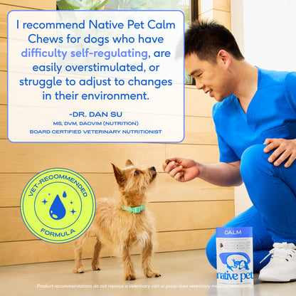 Native Pet Calming Chews for Dogs - Melatonin for Dogs Anxiety Relief - Grain Free All Natural Hemp Calming Treats & L-Theanine Helps Manage Stress & Separation Anxiety - Puppy Sleep Aid
